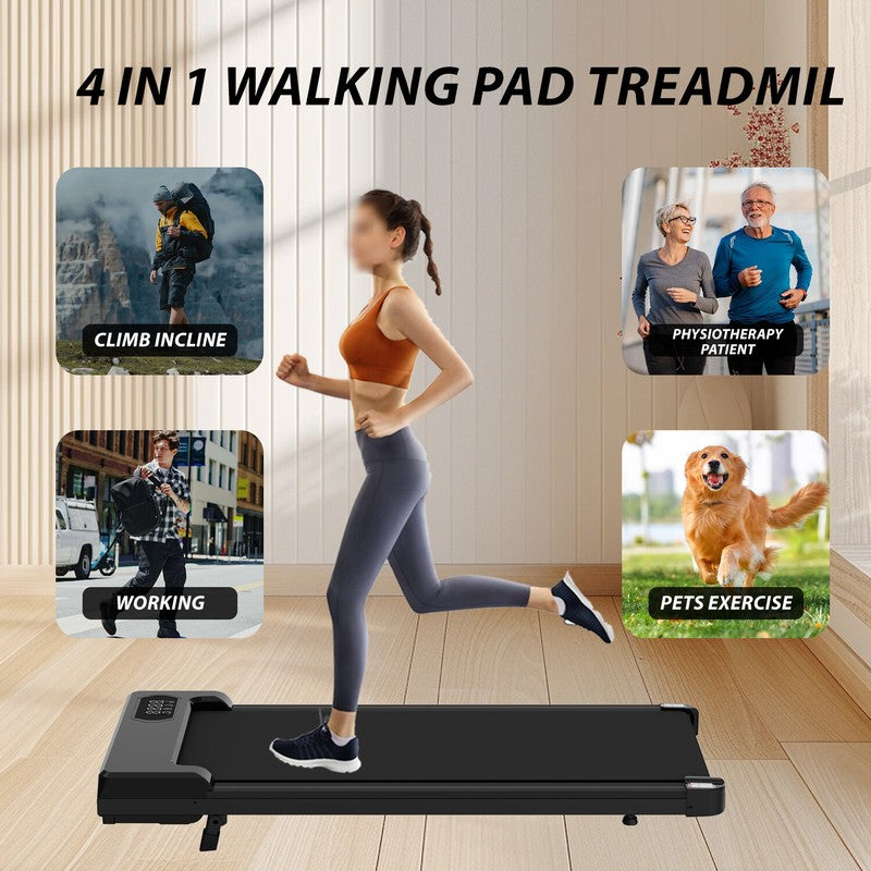 Under-Desk Treadmill — 2HP Quiet, 8 km/h, 3.5° Incline