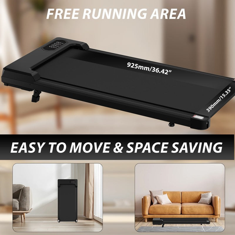 Under-Desk Treadmill — 2HP Quiet, 8 km/h, 3.5° Incline