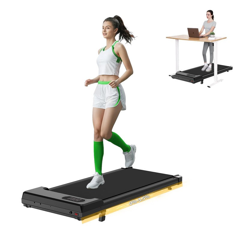 Under-Desk Treadmill — 2HP Quiet, 8 km/h, 3.5° Incline