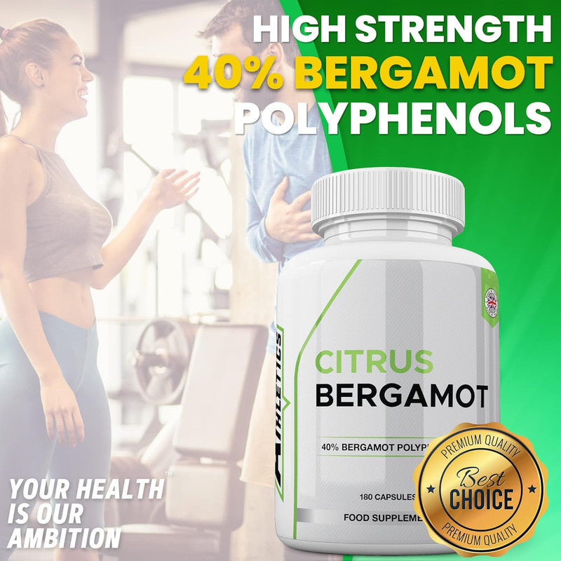 Citrus Bergamot Extract - 180 Capsules | 500mg High Strength 40% Polyphenols UK