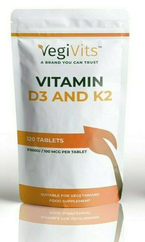 Vitamin D3 5000IU & Vitamin K2 100µg – Vegetarian Tablet (UK)