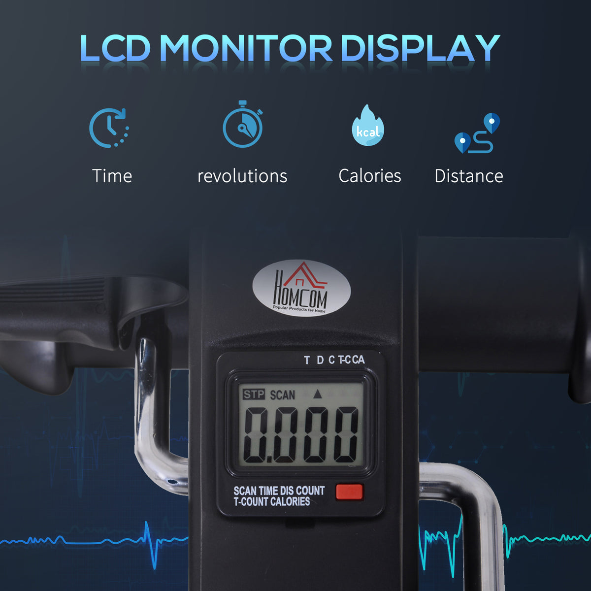 Under desk exercise bike with LCD display, low-impact & adjustable resistance