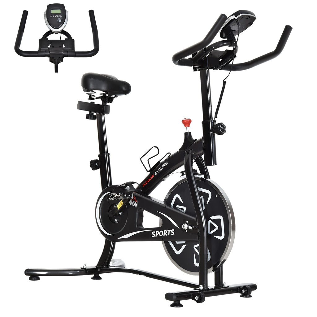 HOMCOM Stationary Exercise Bike with Adjustable Seat/Handlebar LCD Monitor