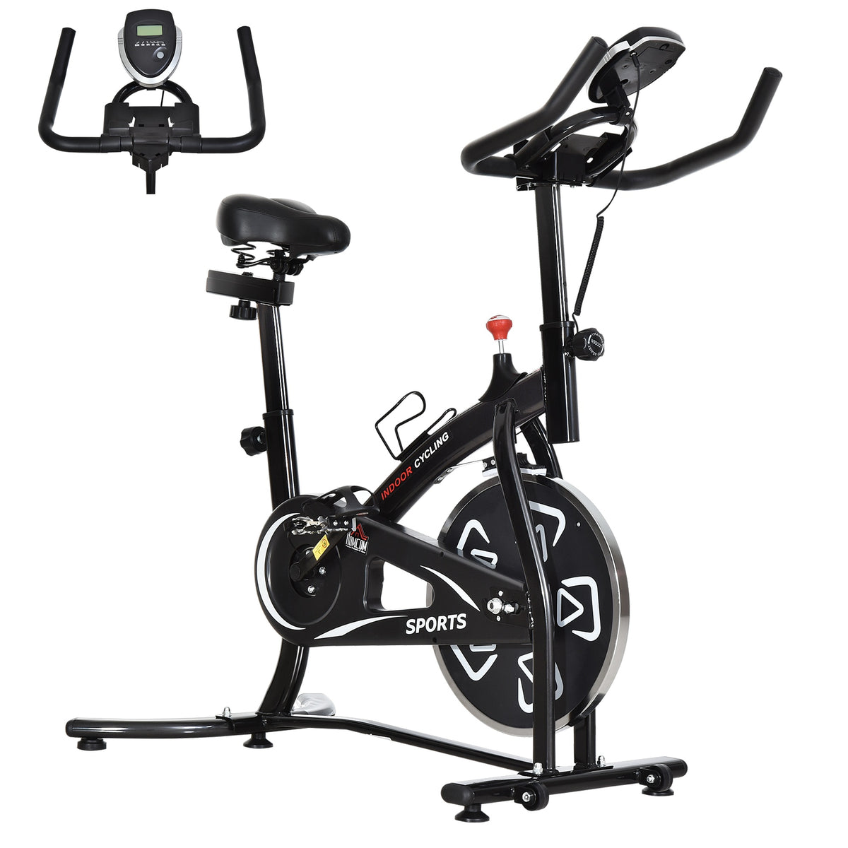 HOMCOM Stationary Exercise Bike with Adjustable Seat/Handlebar LCD Monitor