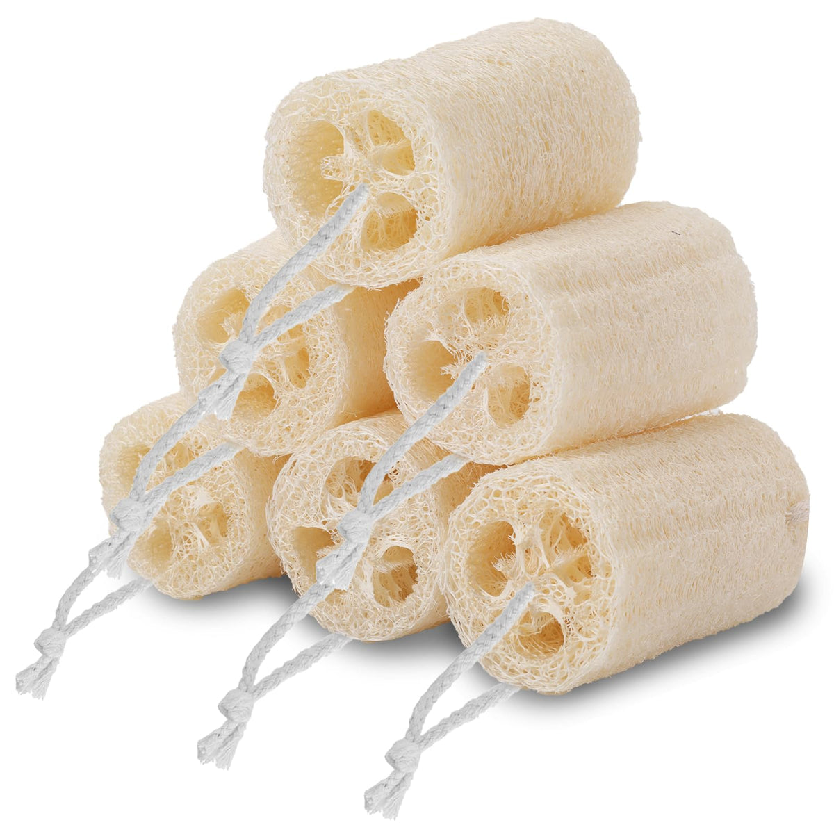 6 Pack Organic Loofah Sponge – Natural Bath & Kitchen Scrub